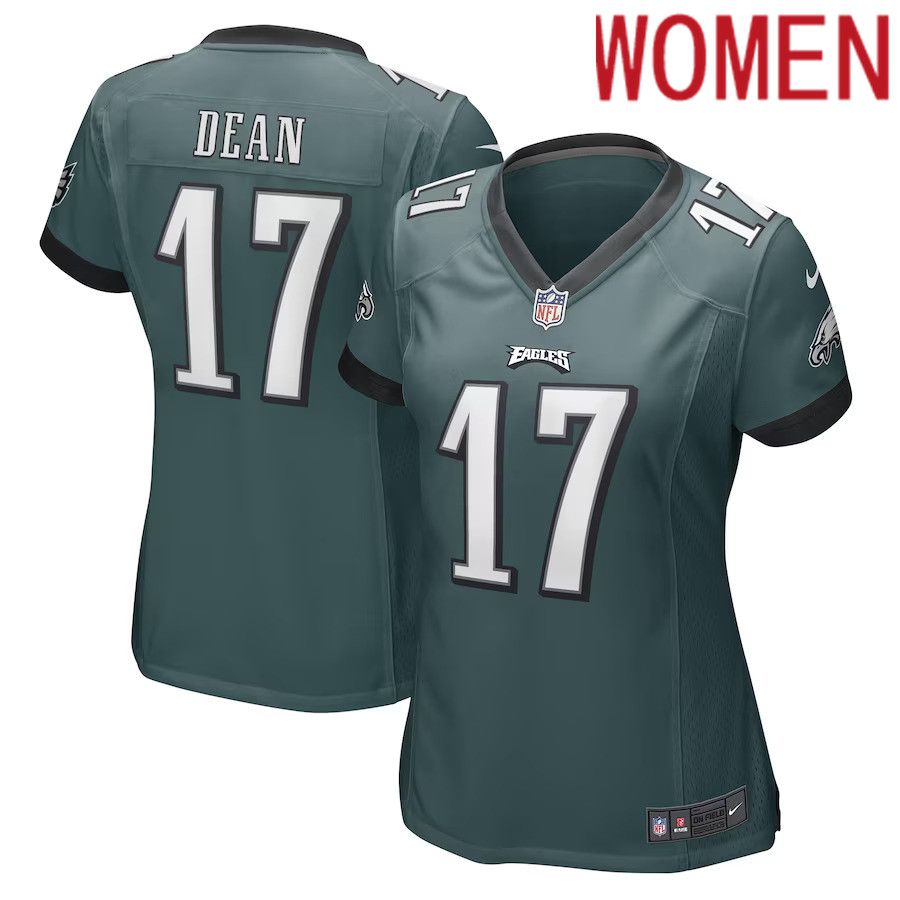 Women Philadelphia Eagles #17 Nakobe Dean Nike Midnight Green Game Player NFL Jersey->women nfl jersey->Women Jersey